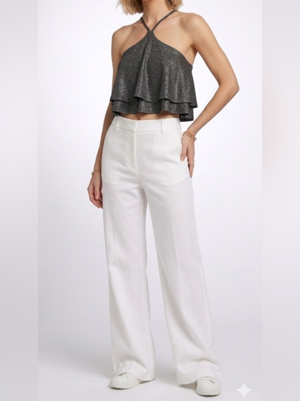 Metallic Black Off-Shoulder Top Size Small